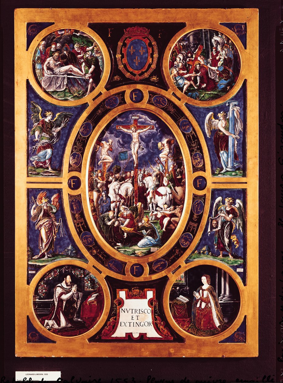 Altertavle af Sainte-Chapelle, forestillende korsfæstelsen, emaljeret af Leonard Limosin (1505-76) 1553 (emaljeret messing) af Nicolo dell Abate