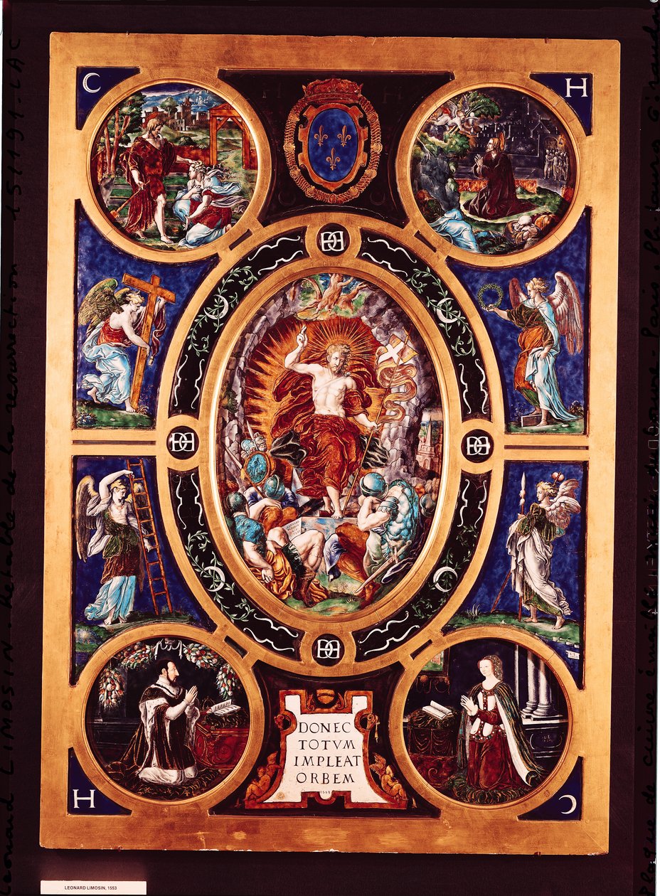 Altertavle af Sainte-Chapelle, forestillende opstandelsen, emaljeret af Leonard Limosin (1505-76) 1553 (emaljeret messing) af Nicolo dell Abate