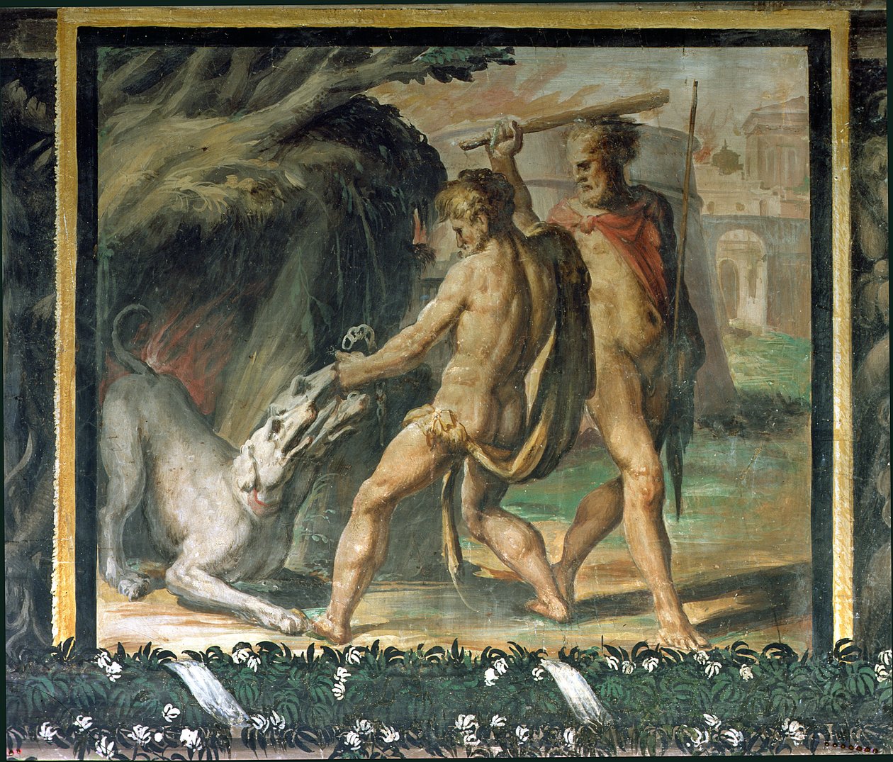 Hercules og Cerberus af Nicolo dell Abate