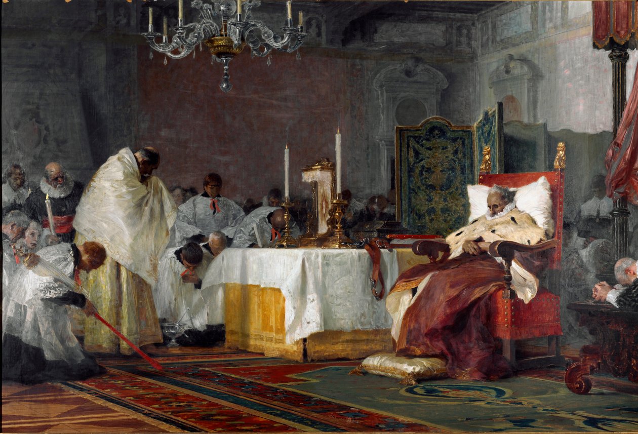 De sidste øjeblikke af Charles-Emmanuel (Charles Emmanuel) I af Savoyen (1562-1630) Maleri af Niccolo Barabino (1832-1891) 1891 Genes Galleria d