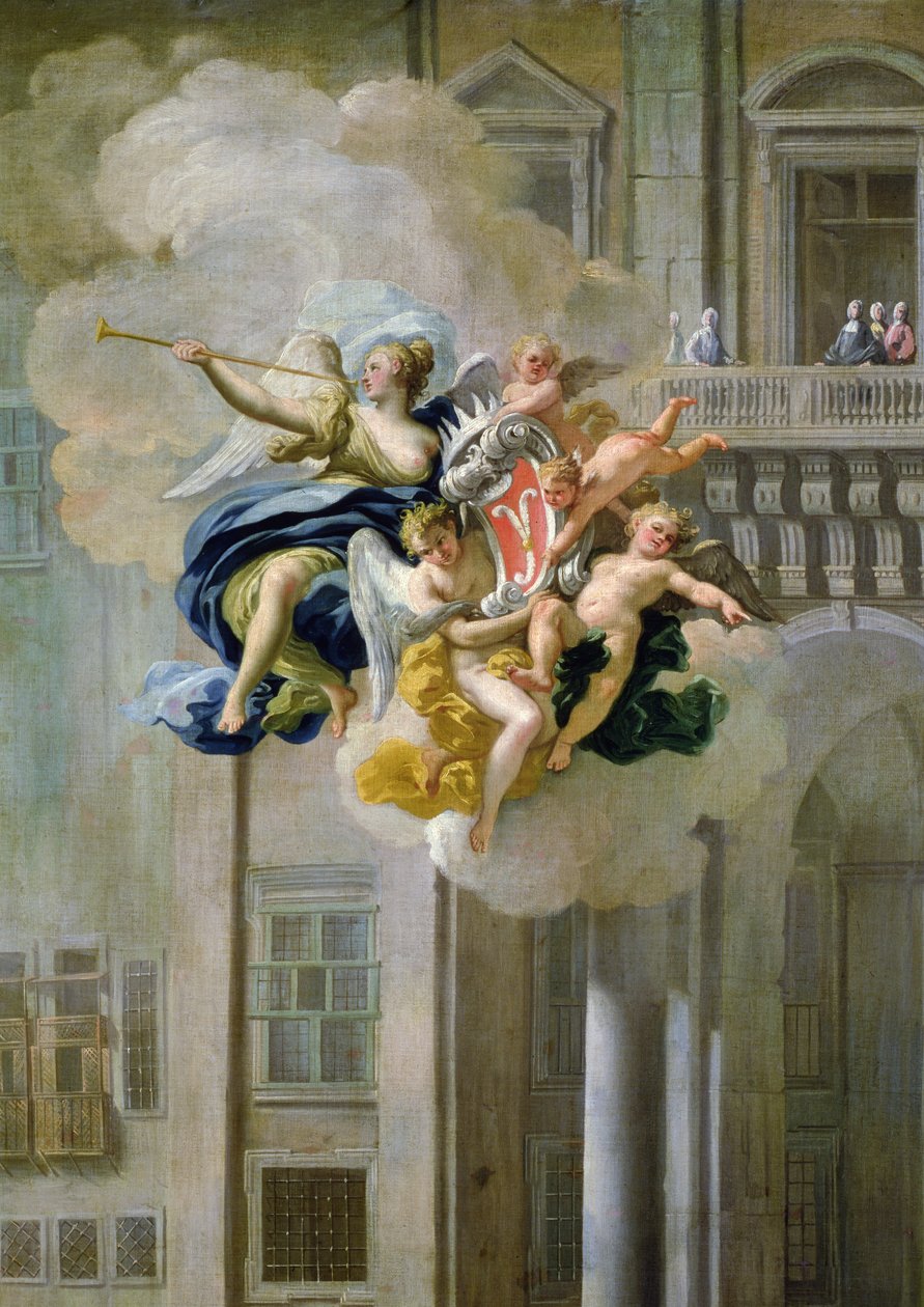 Berømmelse med våbenskjoldet fra House of Harrach (detalje af 68612) af Nicolo Maria Russo or Rossi
