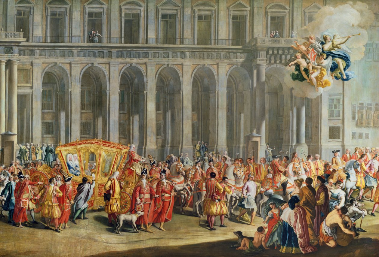 Alois Thomas von Harrachs, vicekonge af Napoli (1669-1742) afgang fra Palazzo Reale di Capodimonte (for detaljer se 68613) af Nicolo Maria Russo or Rossi