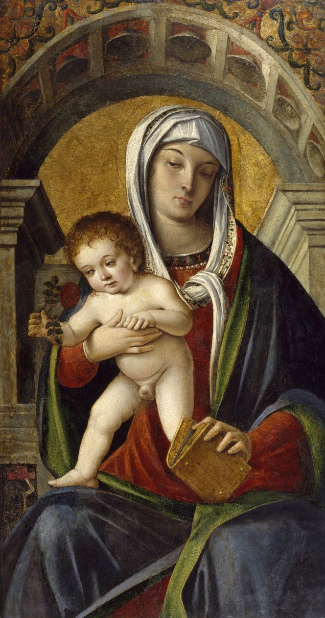 Triptykonpanel med Madonna og barn, 1490-1500 af Nicolo Rondinelli