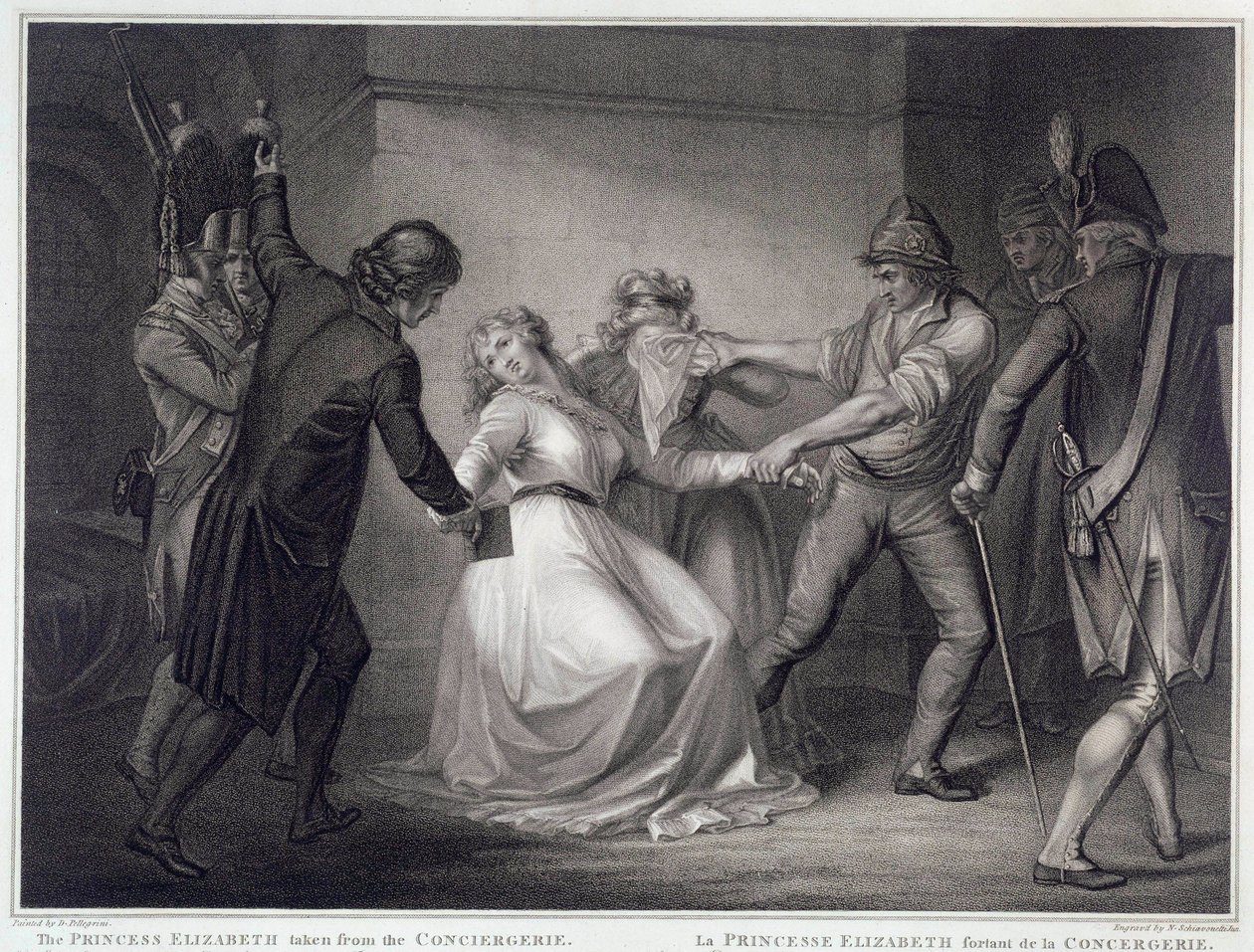 Fransk revolution: søsteren til kong Louis XVI Elisabeth af Frankrig (1764-1794) blev løsladt fra Concierge-fængslet den 10/05/1794. Gravering af Niccolo Schiavonetti (død 1813) Paris, Musee Carnavalet af Nicolo Schiavonetti