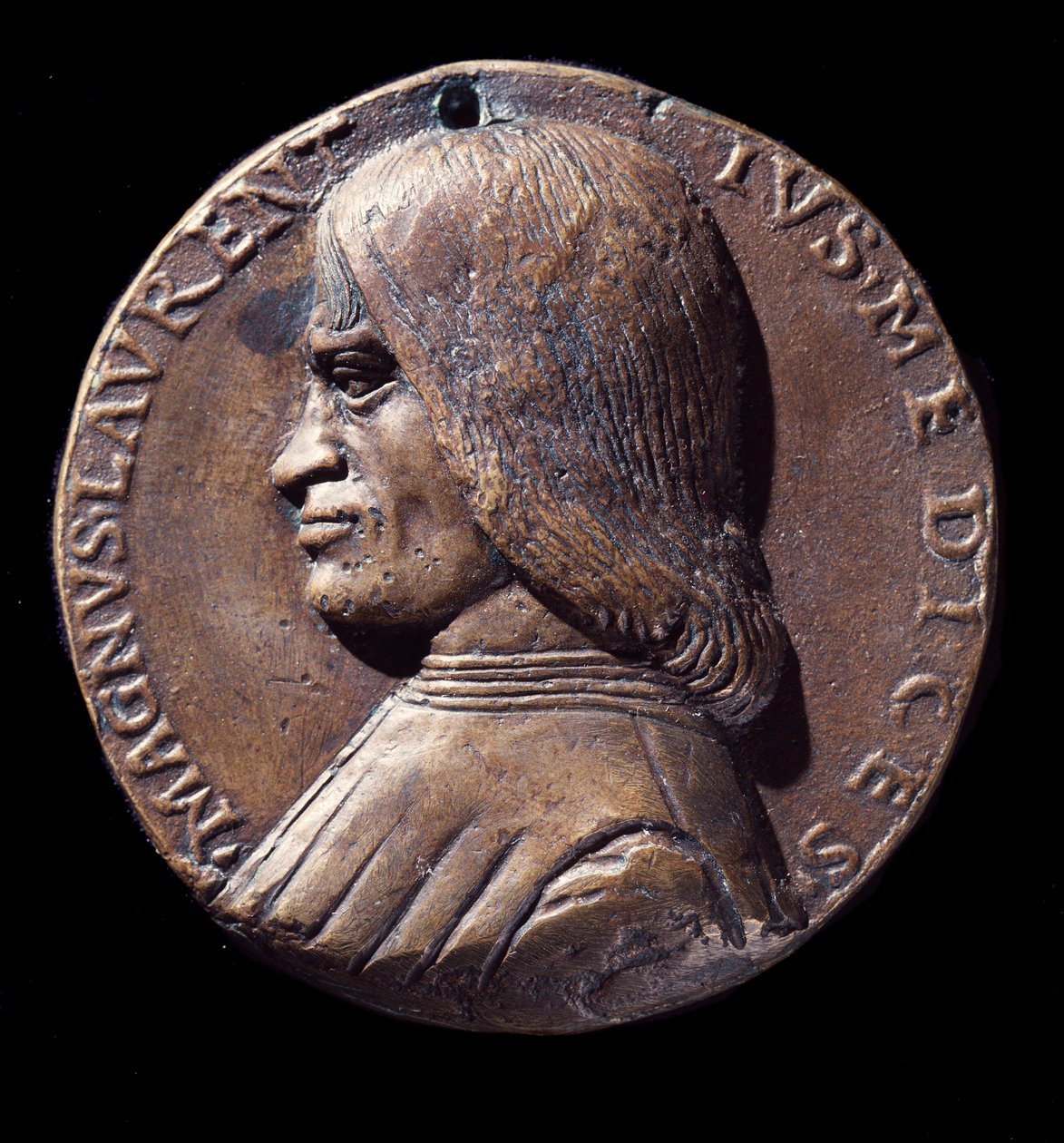 Portrætmedalje af Lorenzo de Medici, kendt som den storslåede (bronze af Nicolo Spinelli