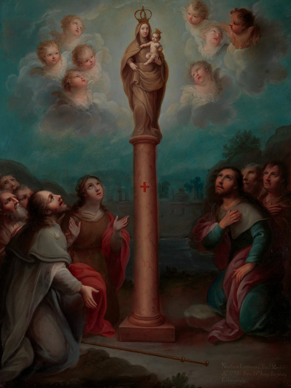 Jomfruen af El Pilars åbenbaring til St. James, 1773. af Nicolás Enríquez