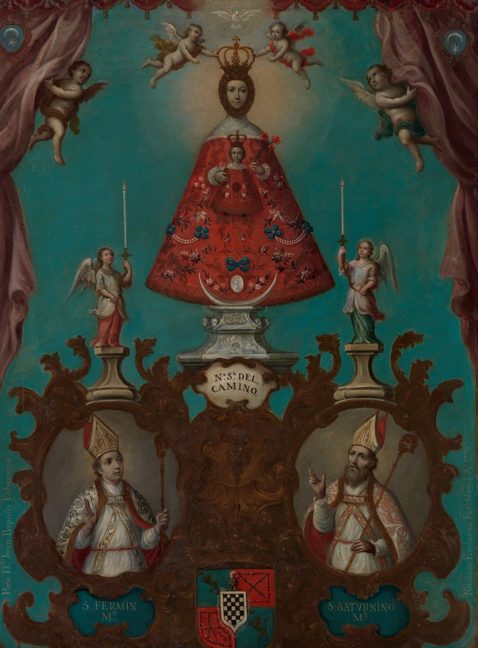 Jomfruen fra El Camino med St. Fermín og St. Saturnino, 1773. af Nicolás Enríquez