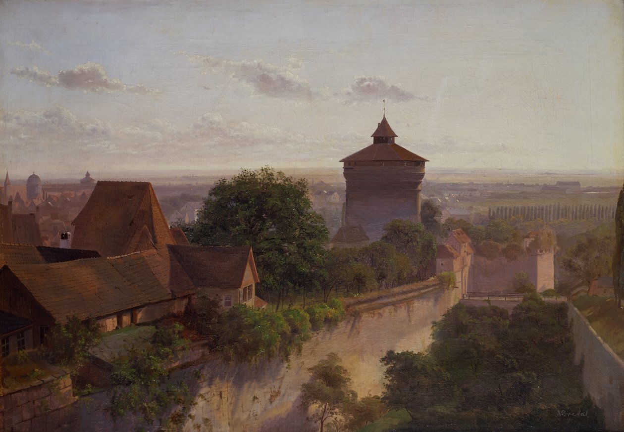 Heidenturm, Nürnberg (olie på lærred) af Niels Anders Bredal