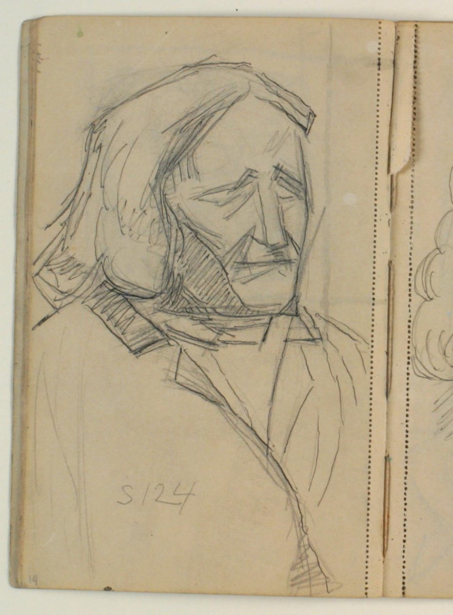 Studie af Thorvaldsen efter A.C.T. Neubourgs daguerrotypi fra 1840 af Niels Larsen Stevns