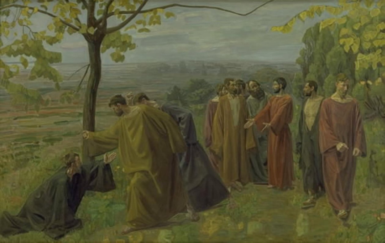 Den blinde mand ved vejkanten bønfalder Jesus om at vise barmhjertighed af Niels Larsen Stevns