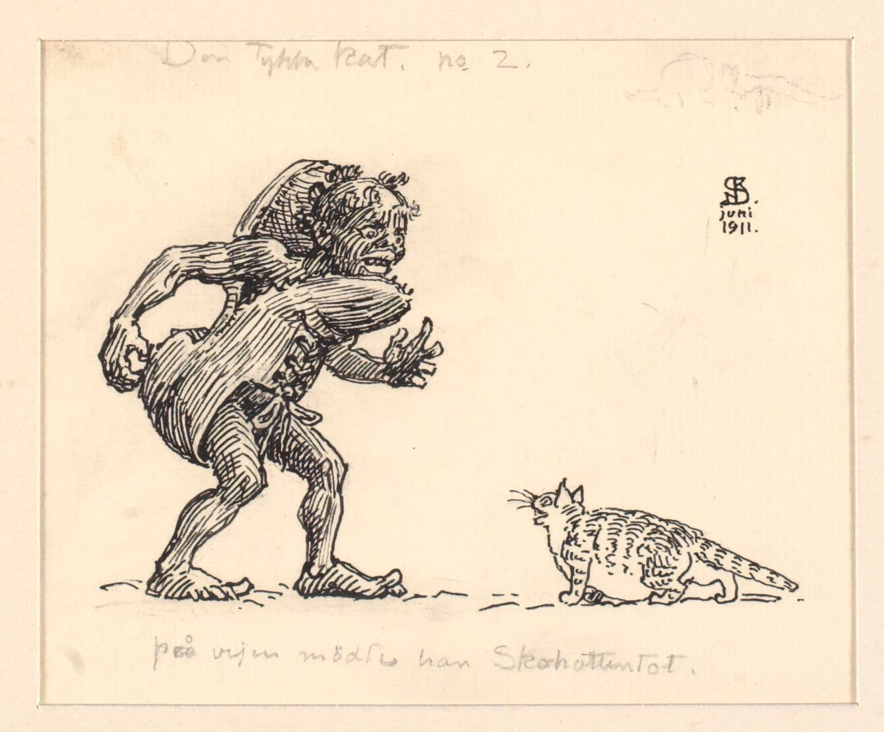Illustration til Den tykke kat af Niels Skovgaard