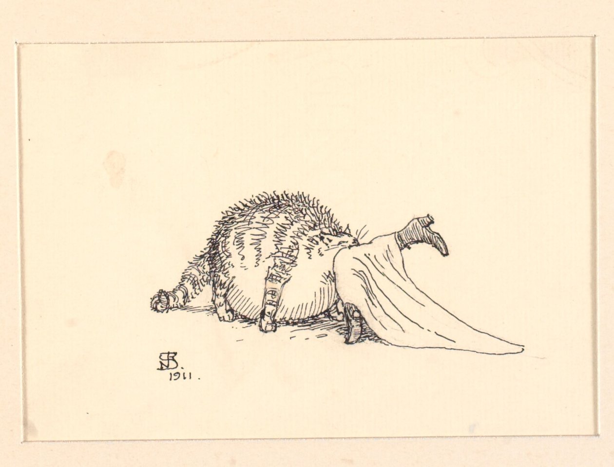 Illustration til Den tykke kat af Niels Skovgaard