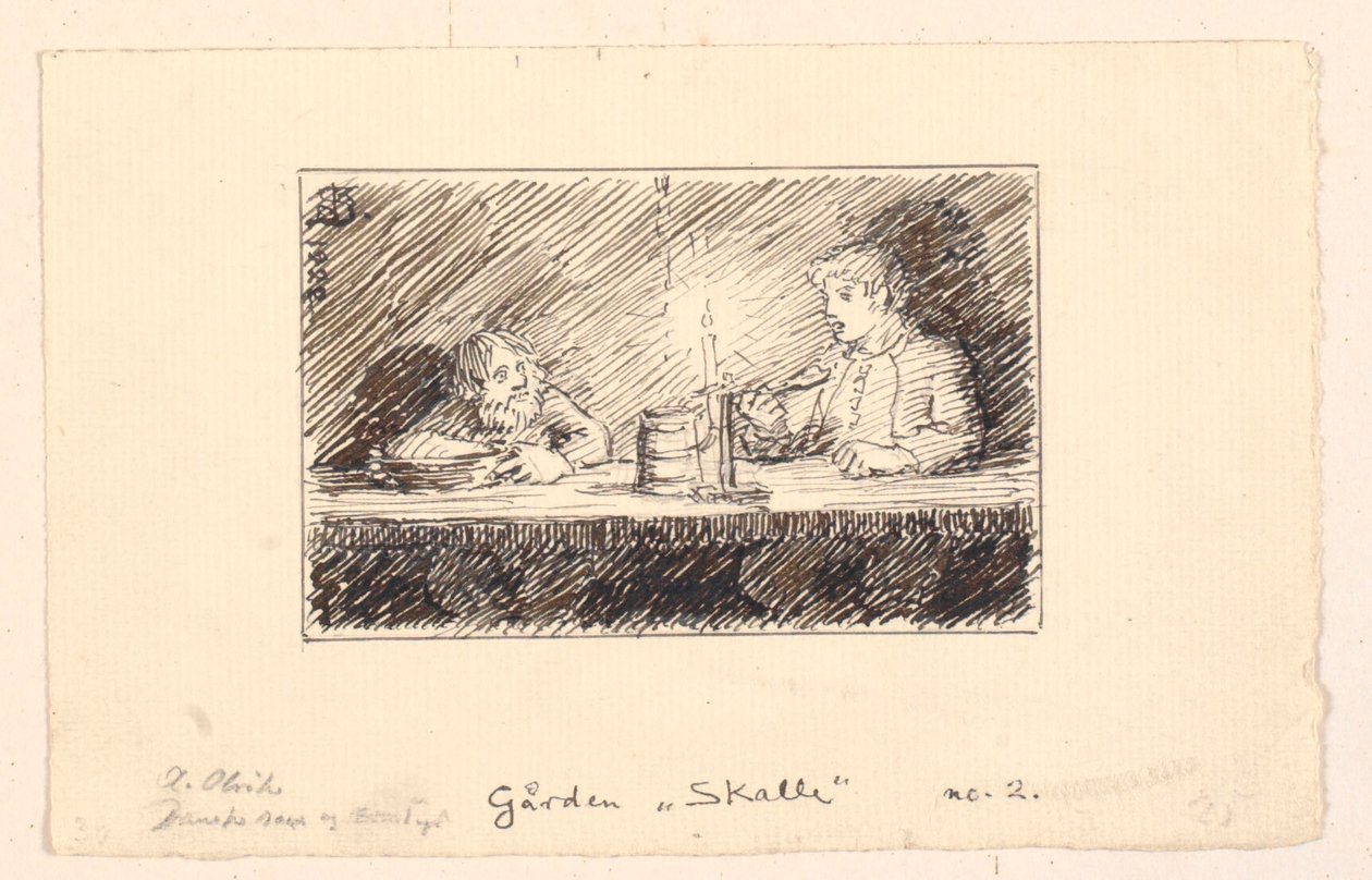 Illustration til Strandvarslet og kirkegrimen af Niels Skovgaard