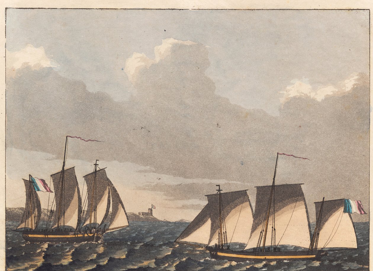 Franske fladbundere eller luggers under den franske kyst af Niels Truslew