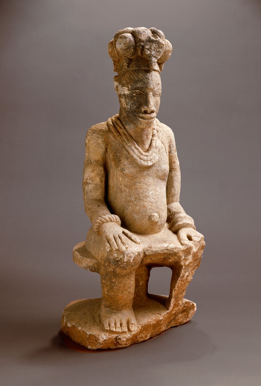Siddende figur, Esie, før 1850 (fedtsten) af Nigerian