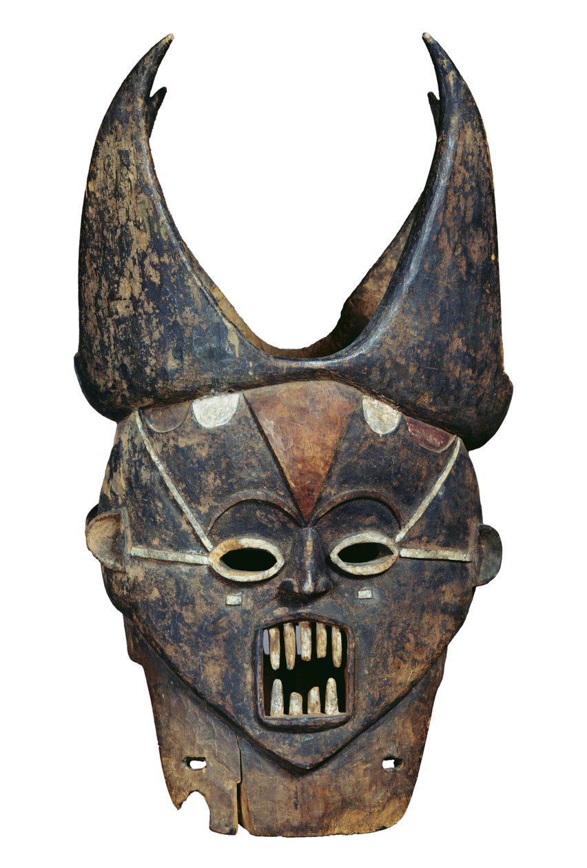 Maske af Janus, Ibo eller Igala (træ og maling) af Nigerian