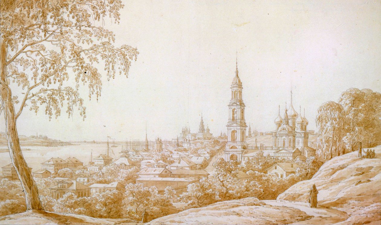 Udsigt over Kostroma, Rusland, 1838. af Nikandor Grigorievich Chernetsov