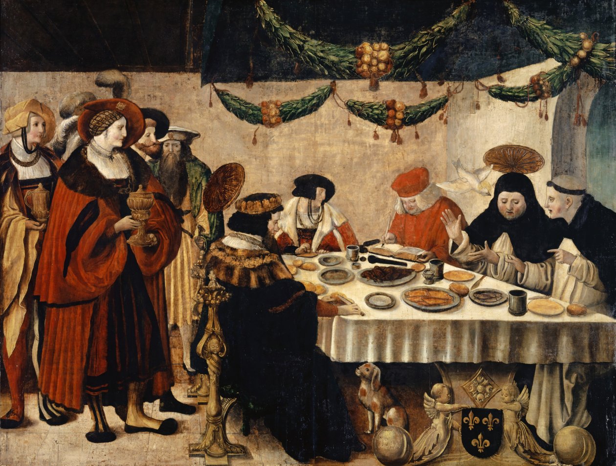Saint Thomas Aquinas ved kong Ludvig den helliges bord, 1516-18 af Niklaus Manuel
