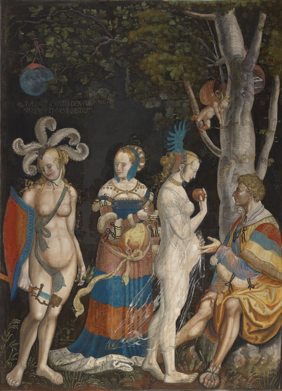 The Judgment of Paris, 1517-18 (unuanceret mixed media på lærred) af Niklaus Manuel