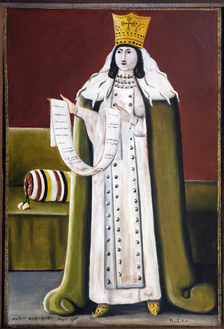 Reine Tamar (Thamar) de Georgie (Ga60-1213) - Dronning Tamar per Pirozmani (Pirozmanashvili), Nik (1862-1918). Olie og voksdug, Størrelse: 93,5x65 af Niko Pirosmanashvili