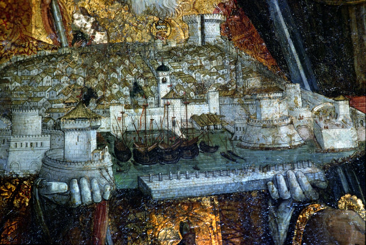 Den befæstede by båret af St. Blaise (detalje) (se 136814) af Nikola Bozidarovic