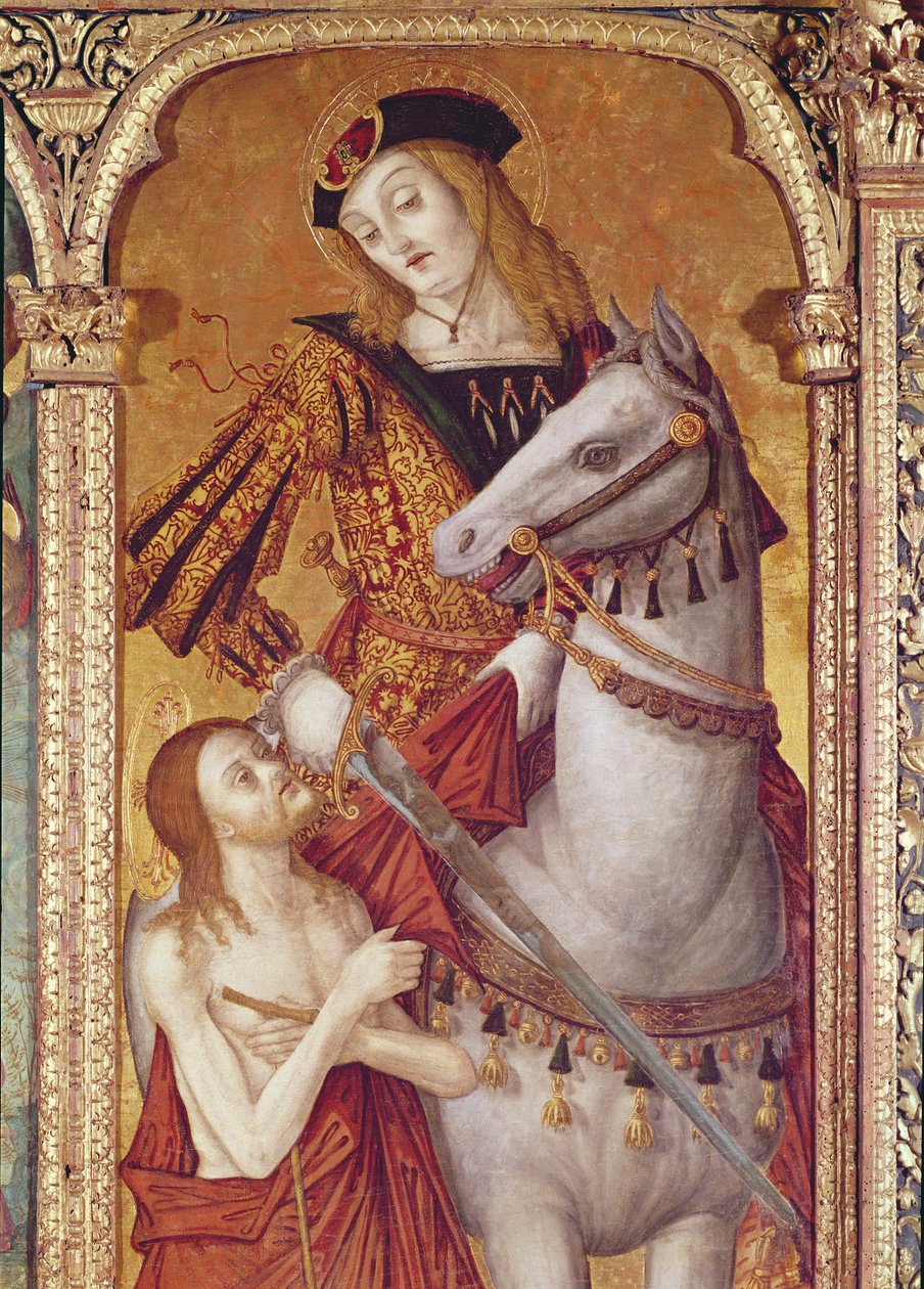 Jomfru og Barn med SS. Gregory og Martin, detalje af St. Martin, 1517 (tempera på panel) af Nikola Bozidarovic