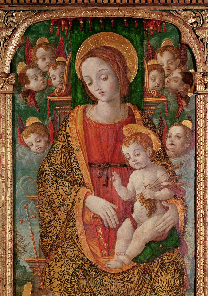 Jomfru og Barn med SS. Gregory og Martin, detalje af Jomfruen, 1517 tempera på panel af Nikola Bozidarovic