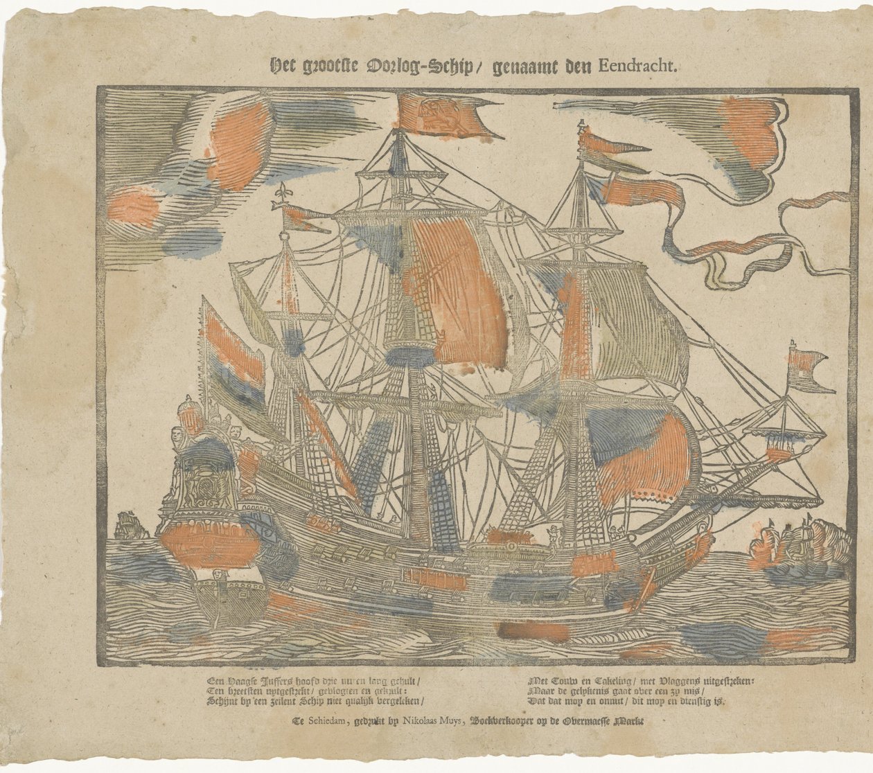 Det største krigsskib / kaldet den Eendracht (titel på objekt) af Nikolaas Muys
