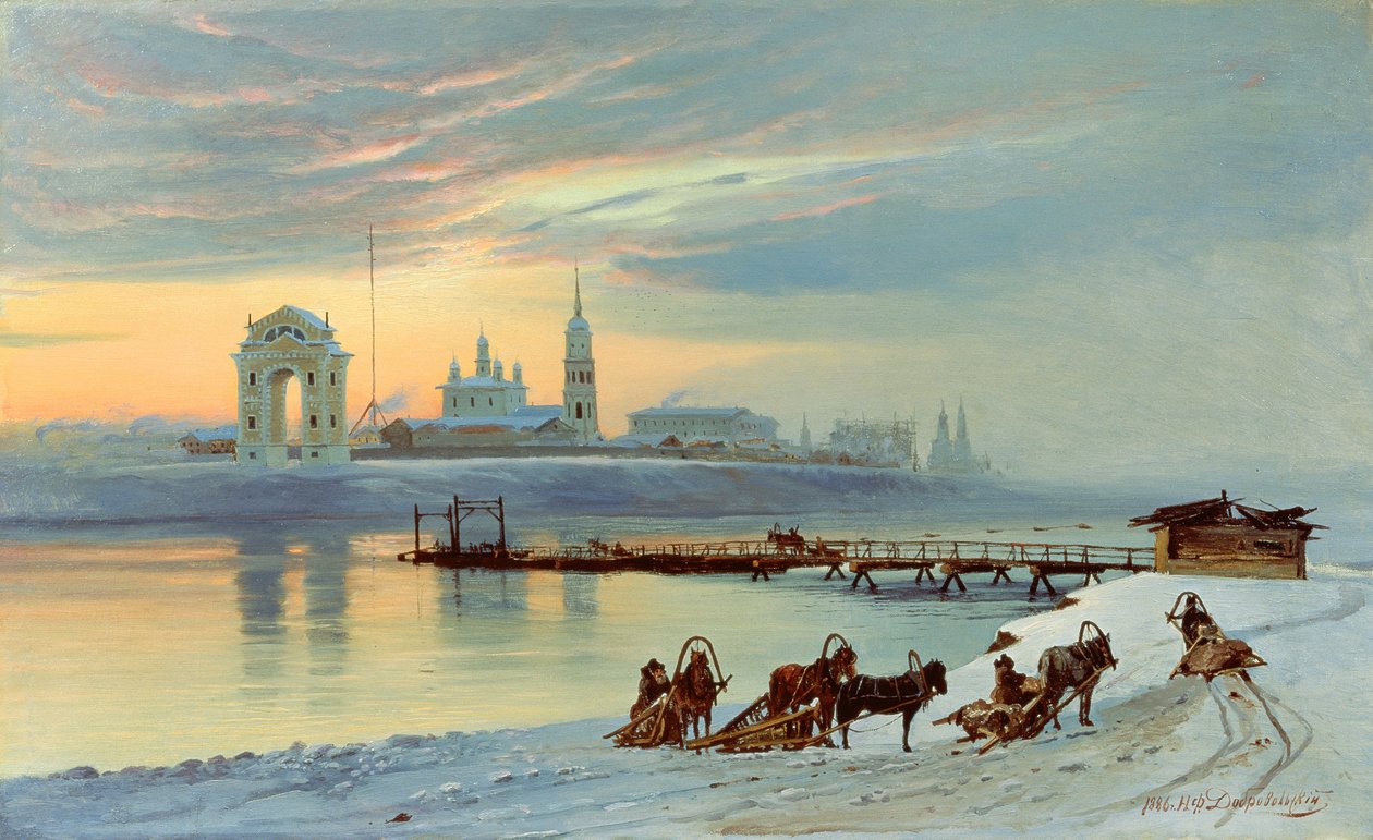 Angara-dæmningen i Irkutsk, 1886 af Nikolai Florianovich Dobrovolsky