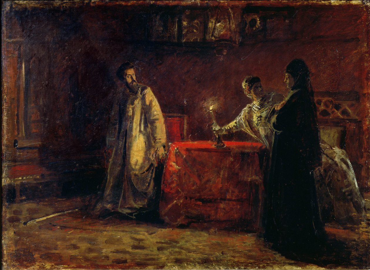 Tsar Boris Godunov (1551-1605) og Tsarina Martha, 1874 af Nikolai Nikolajevitch Gay