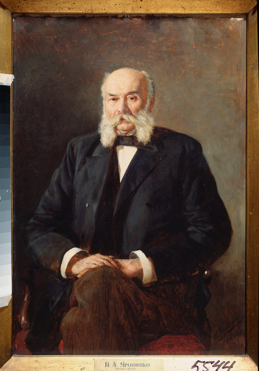 Portræt af forfatteren Ivan Goncharov (1812-1891) (Portræt af forfatteren I Goncharov) - Maleri af Nikolai Alexandrovich Yaroshenko (Yarochenko) (1846-1898), olie på lærred af Nikolai Aleksandrovich Yaroshenko