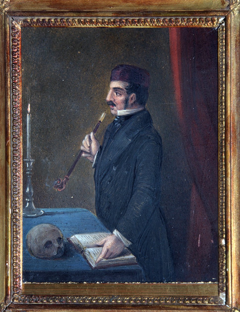 Portræt af Ferdinand Wolf (1797-1854). (medlem af Decembrist- eller Decembrist-oprøret, i 1825). Værk af Nikolai Alexandrovich Bestuzhev (1791-1855), akvarel på papir, omkring 1830-1840. russisk kunst af Nikolai Alexandrovich Bestuzhev