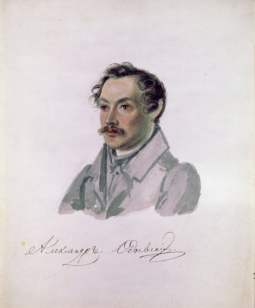Portrait du poete et decabriste Comte Alexander I.Odoevsky (1802-1839) (decabrisme) (Portræt af digteren, decembrist-grev Alexander I. Odoevsky). Peinture af Nikolai Alexandrovich Bestuzhev (1791-1855). Aquarelle sur papier, 22,2 x 17,8 cm af Nikolai Alexandrovich Bestuzhev