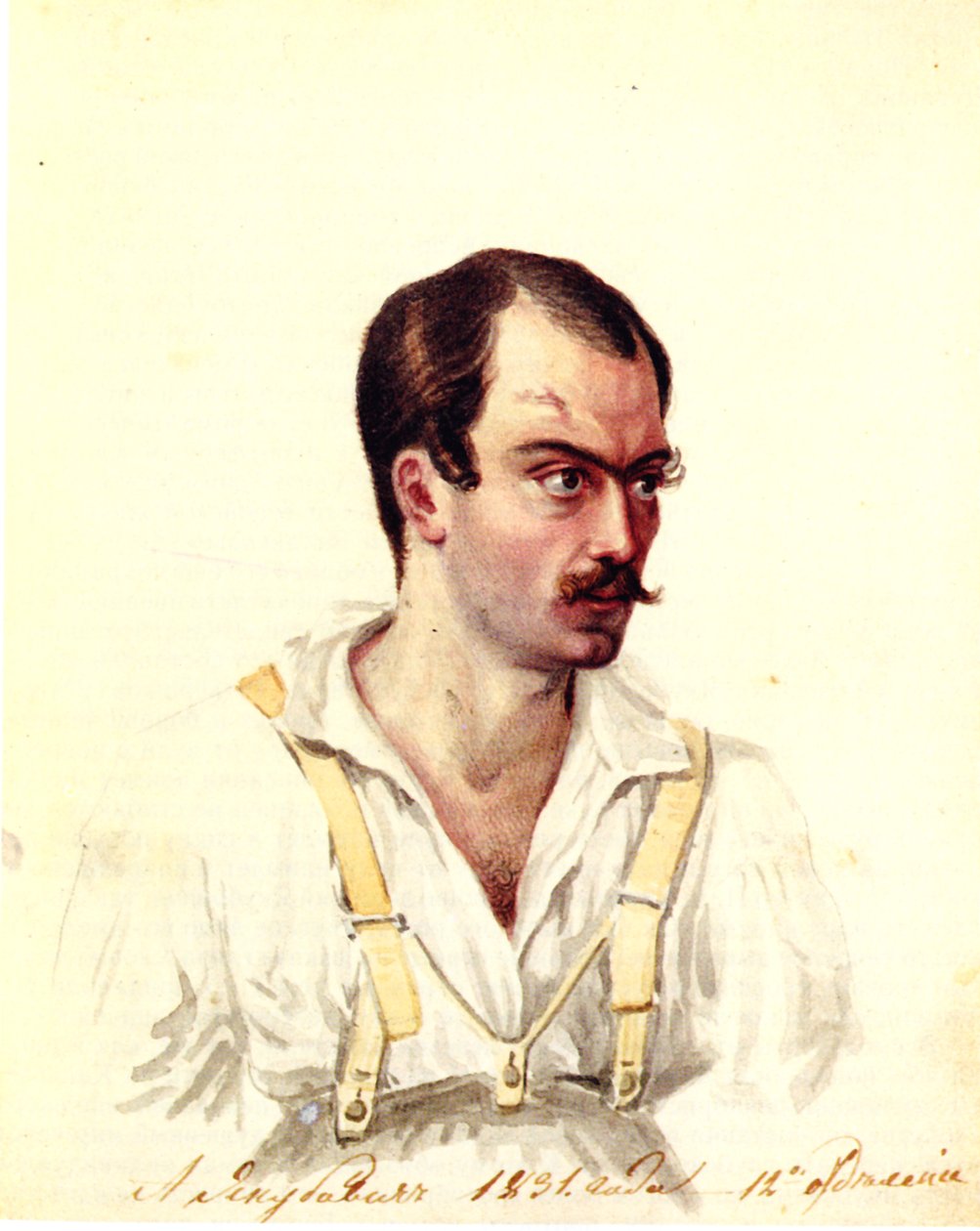 Portræt af Decembrist Alexander Ivanovich Yakubovich 1792-1845, 1831 af Nikolai Alexandrovich Bestuzhev