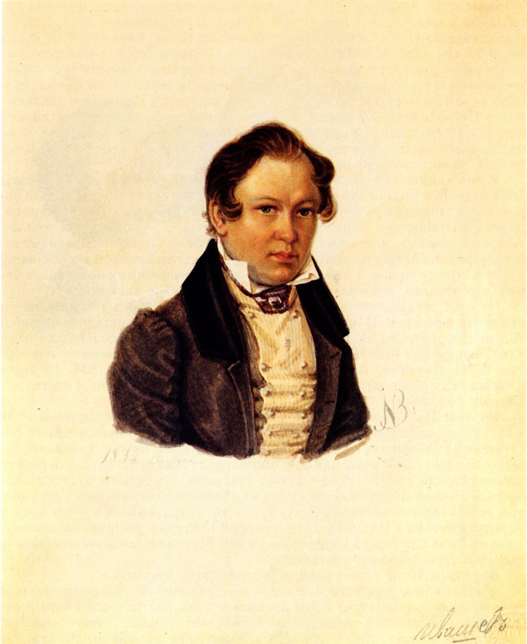 Portræt af Decembrist Vasily Ivashev 1797-1841, 1834 af Nikolai Alexandrovich Bestuzhev