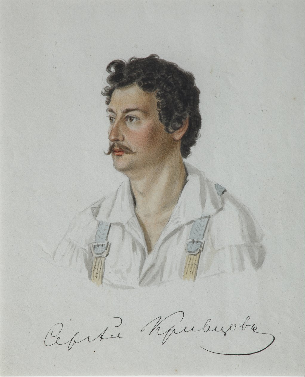 Portræt af Decembrist Sergey Krivtsov 1802-1864, 1828 af Nikolai Alexandrovich Bestuzhev