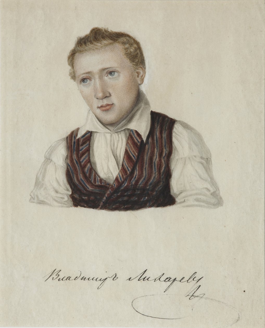 Portræt af decembrist Vladimir Nikolaevich Likharev 1803-1840, 1828 af Nikolai Alexandrovich Bestuzhev