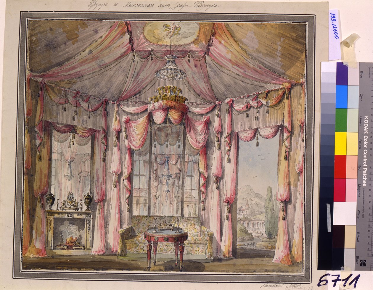 Indretning af boudoiret i Greve Bezborodko-huset i Moskva, 1790