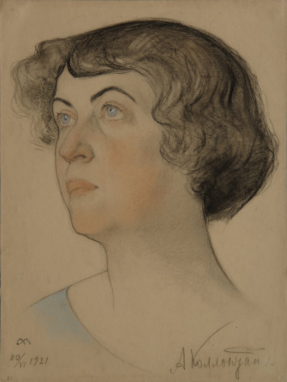 Portræt af Alexandra Mikhailovna Kolontai 1872-1952, 1921 af Nikolai Andreevich Andreev