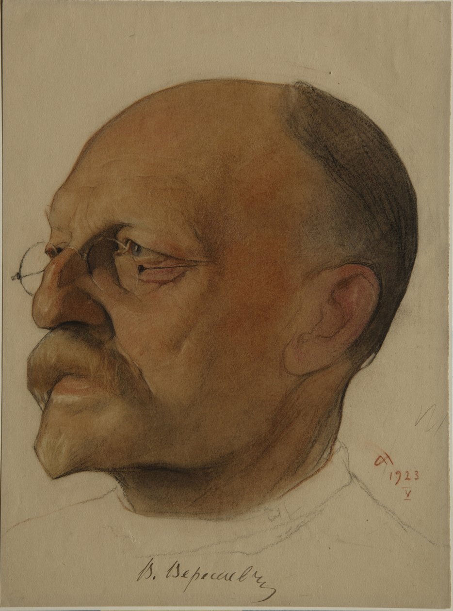 Portræt af Vikenty Vikentyevich Veresaev 1867-1945, 1923 af Nikolai Andreevich Andreev