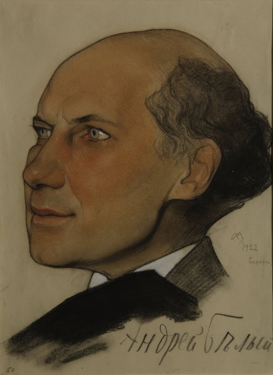 Portræt af digteren Andrei Bely 1880-1934, 1922 af Nikolai Andreevich Andreev