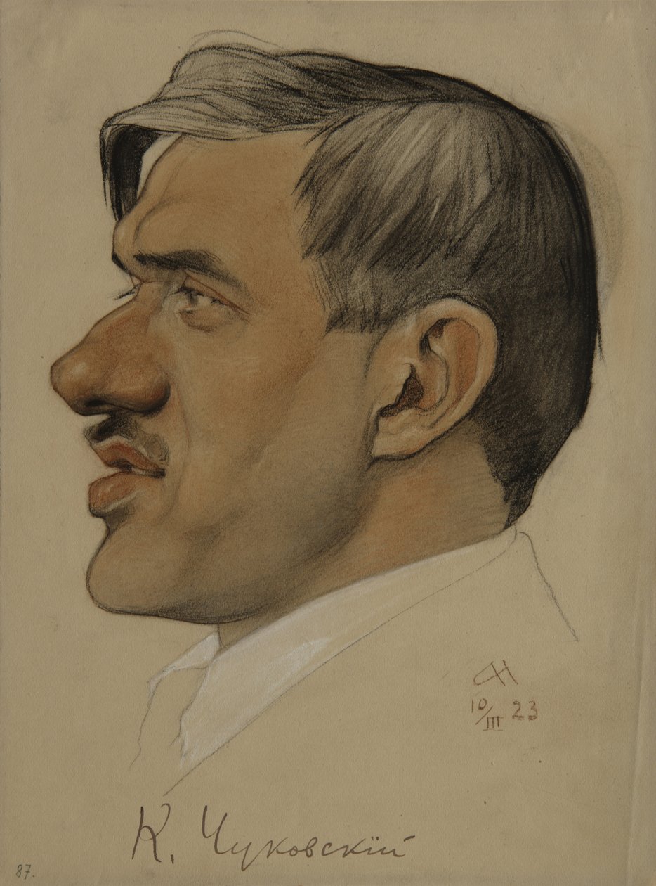 Portræt af forfatteren Korney I. Chukovsky 1882-1969, 1923 af Nikolai Andreevich Andreev