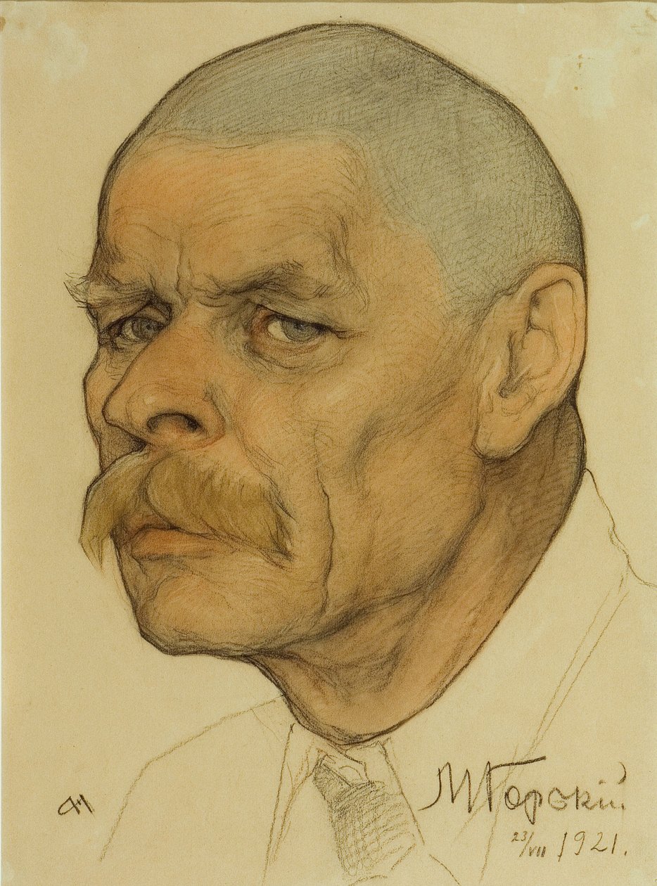 Portræt af forfatteren Maxim Gorky 1868-1939, 1921 af Nikolai Andreevich Andreev