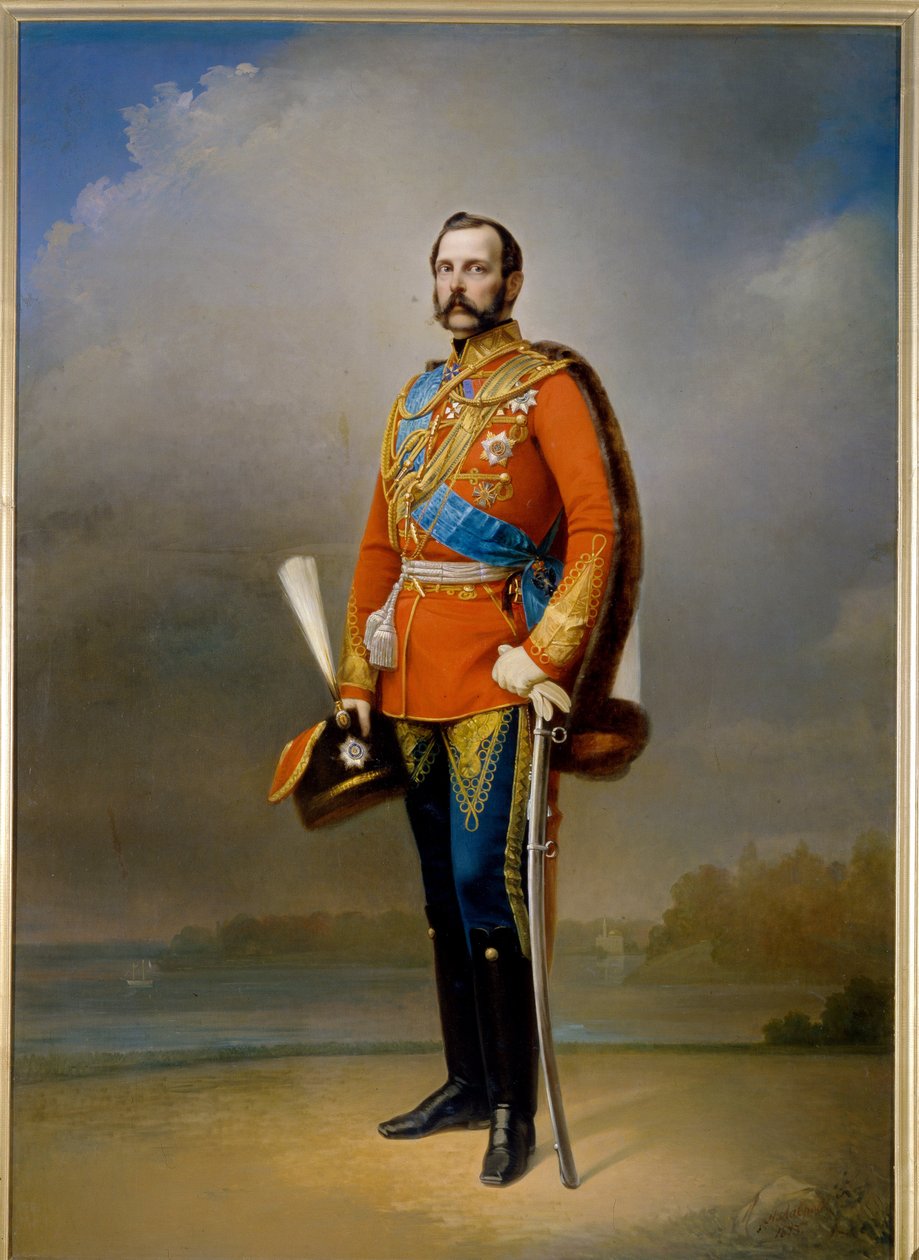 Portræt af kejser Alexander II af Rusland (1818-1881) (kendt som Befrieren). Maleri af Nikolai Andreevich Lavrov (1820-1875), olie på lærred af Nikolai Andreevich Lavrov