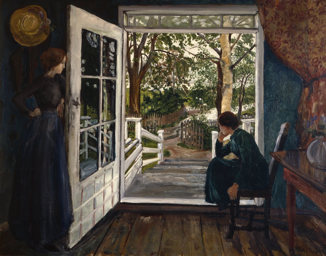 At the Garden Room Door (olie på lærred) af Nikolai Astrup