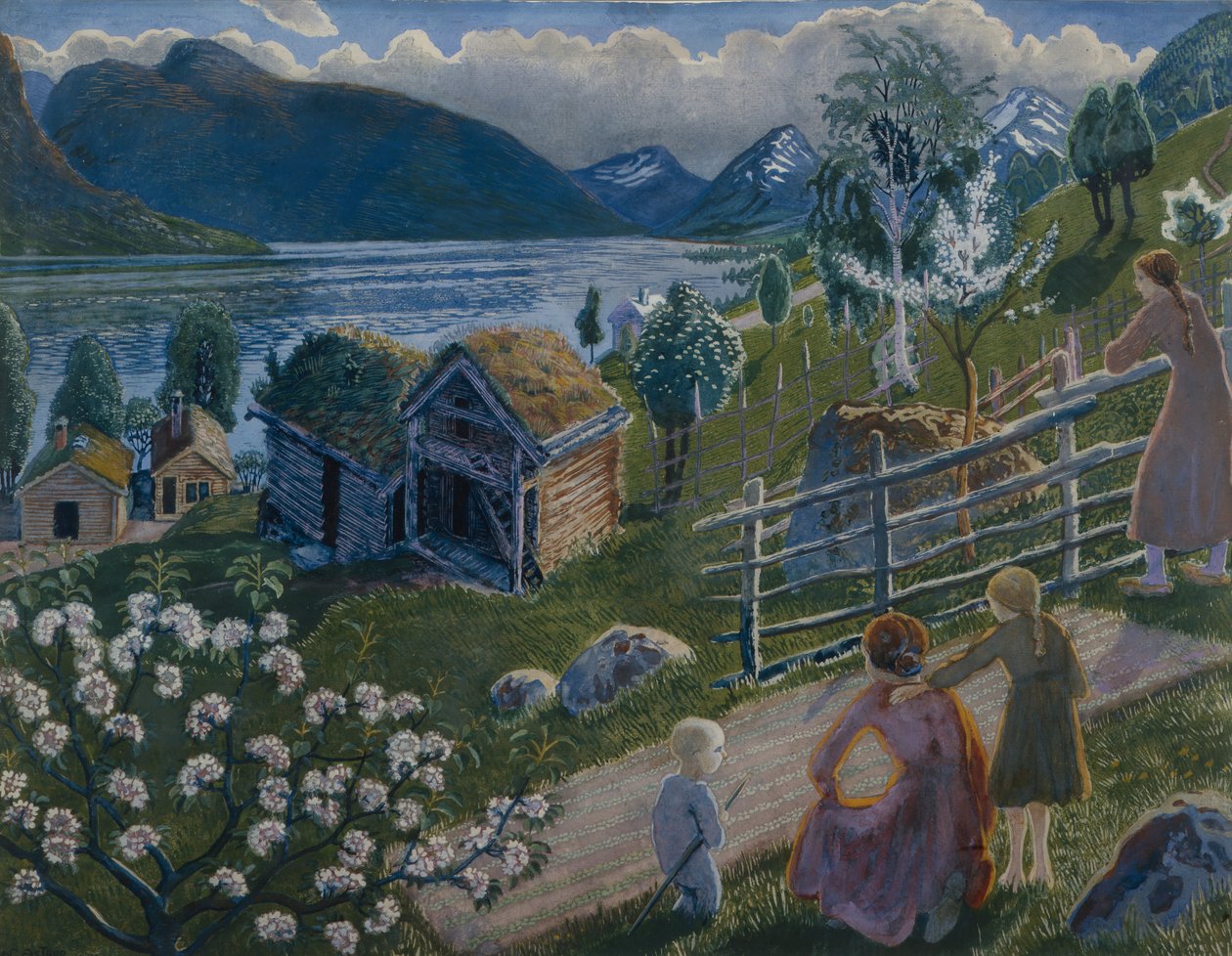Gråvejr ved Sandalstrand (olie på lærred) af Nikolai Astrup