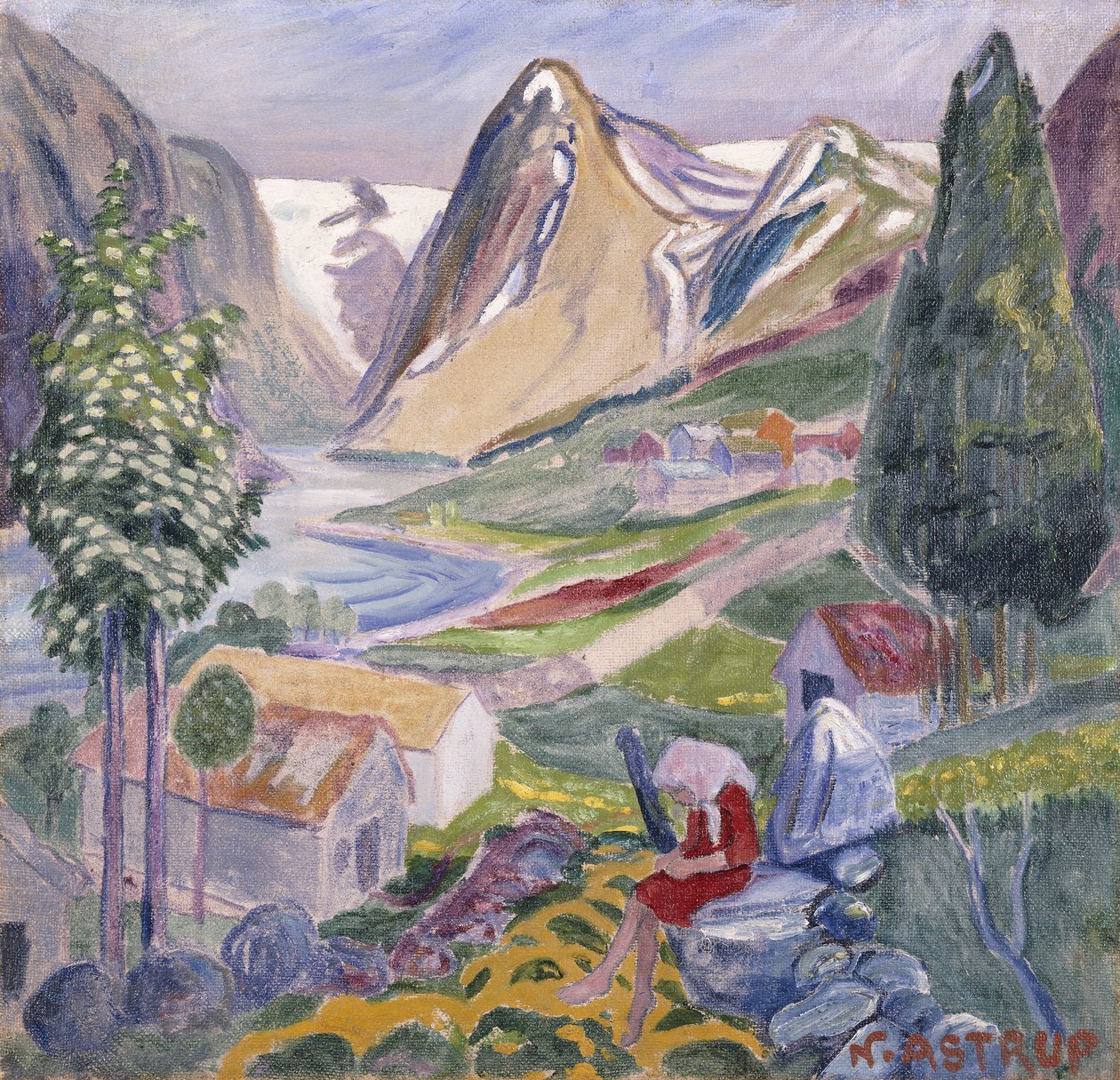 Kari at Sunde; Kari paa Sunde, af Nikolai Astrup
