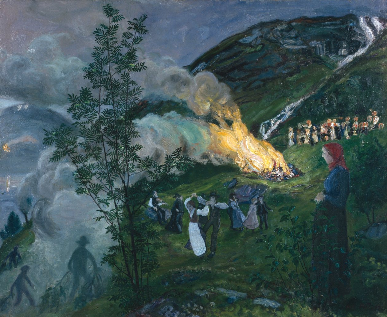 Midsommerbål af Nikolai Astrup