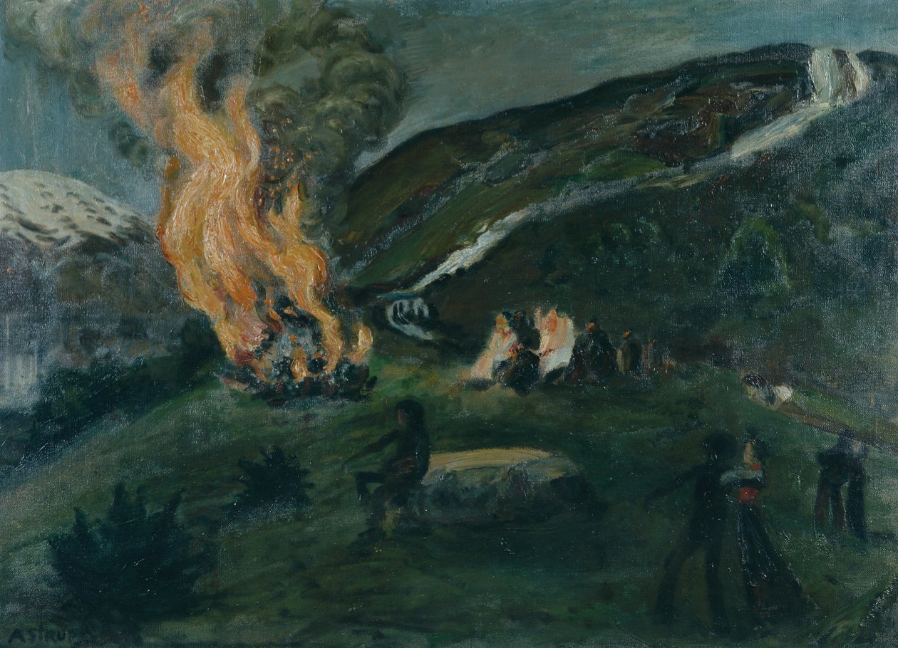 Midsommerbål af Nikolai Astrup