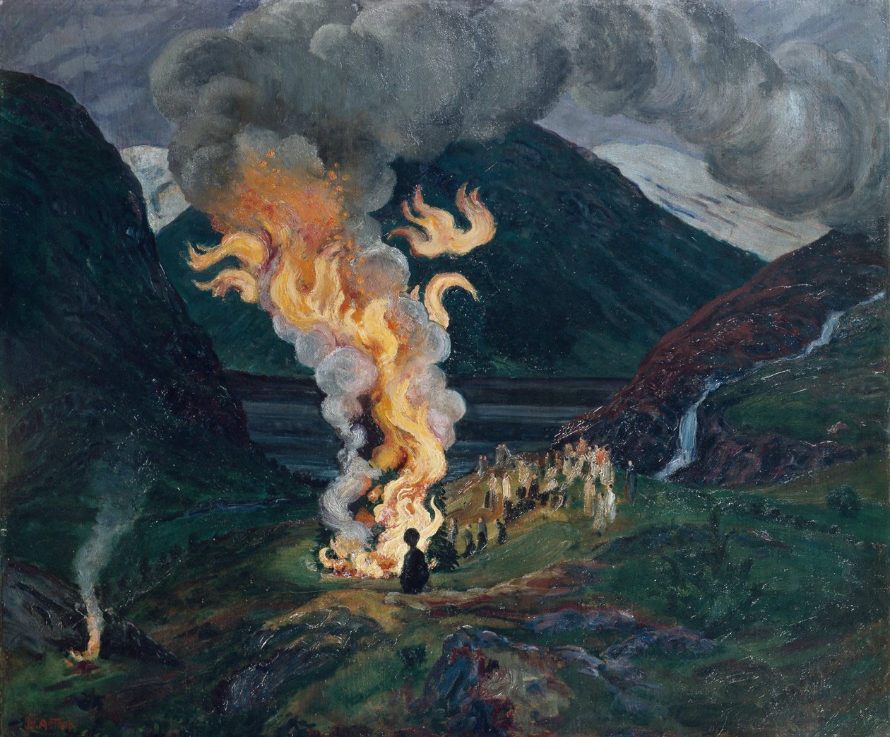 Midsommerbål af Nikolai Astrup